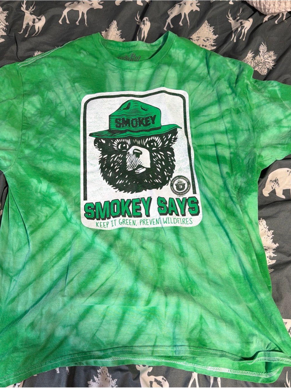 Smokey Says Green Tie-Dye Short Sleeve Tee -